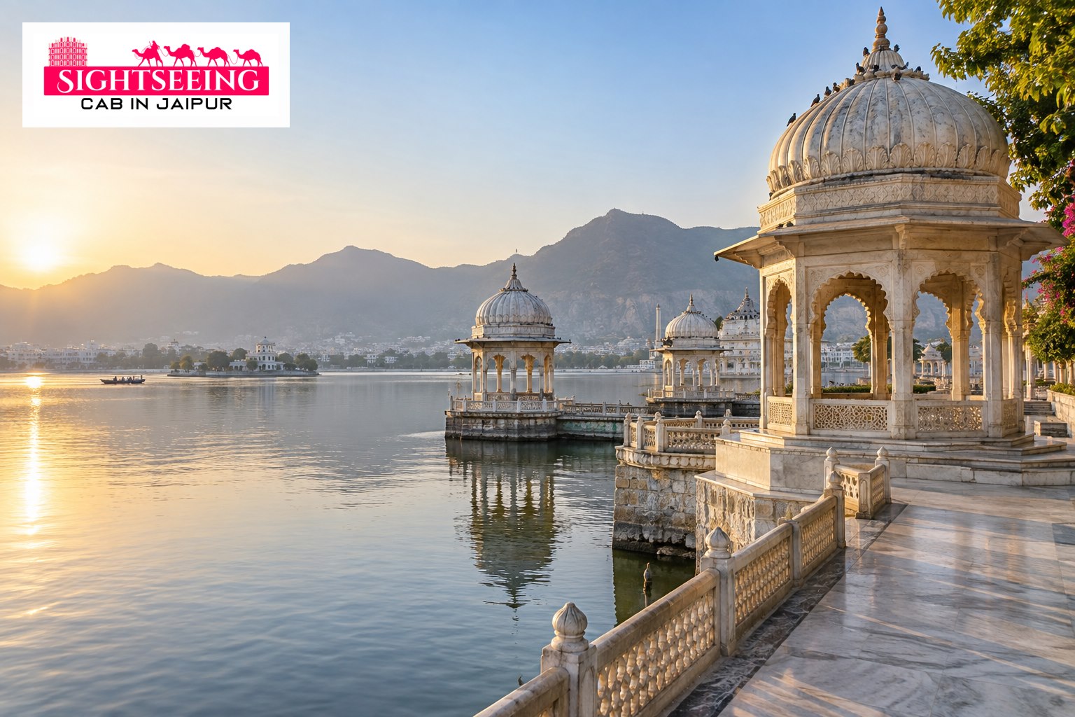Ana Sagar Lake Baradari pavilions in Ajmer