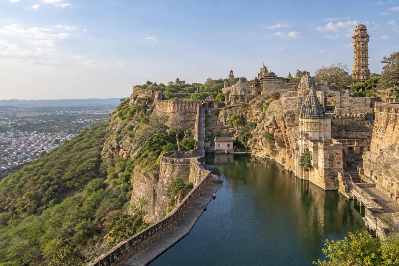 Illustration of Gaumukh Reservoir Chittorgarh