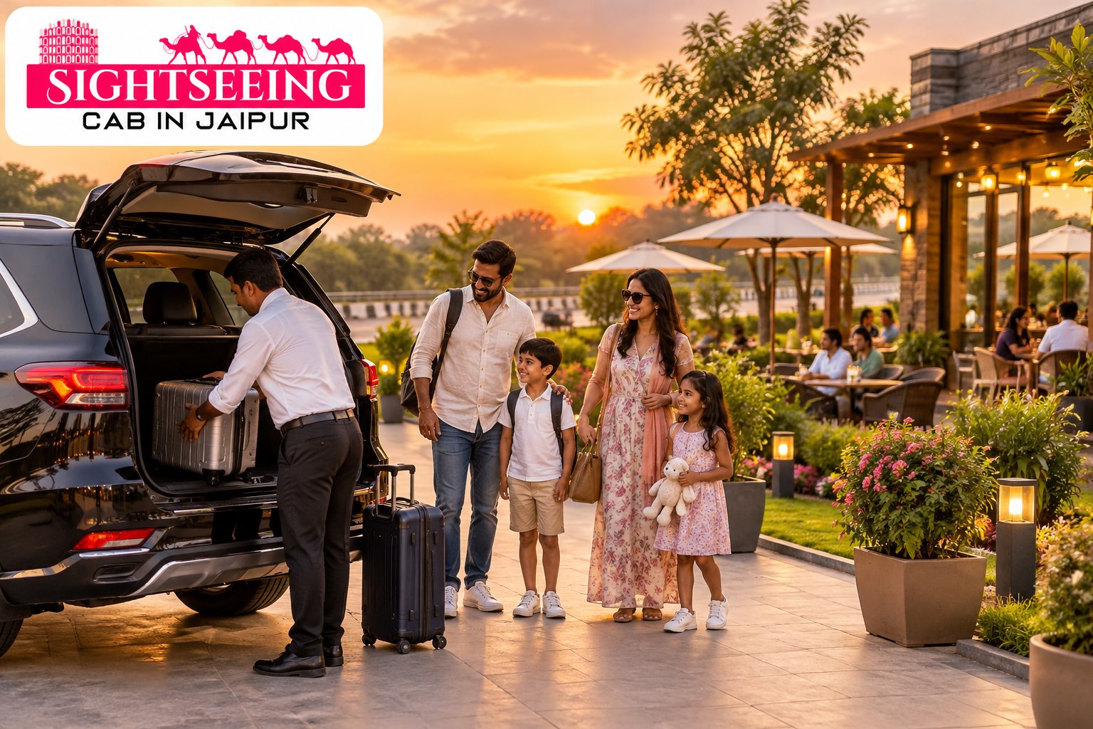 Family luggage assistance during Golden Triangle private cab journey