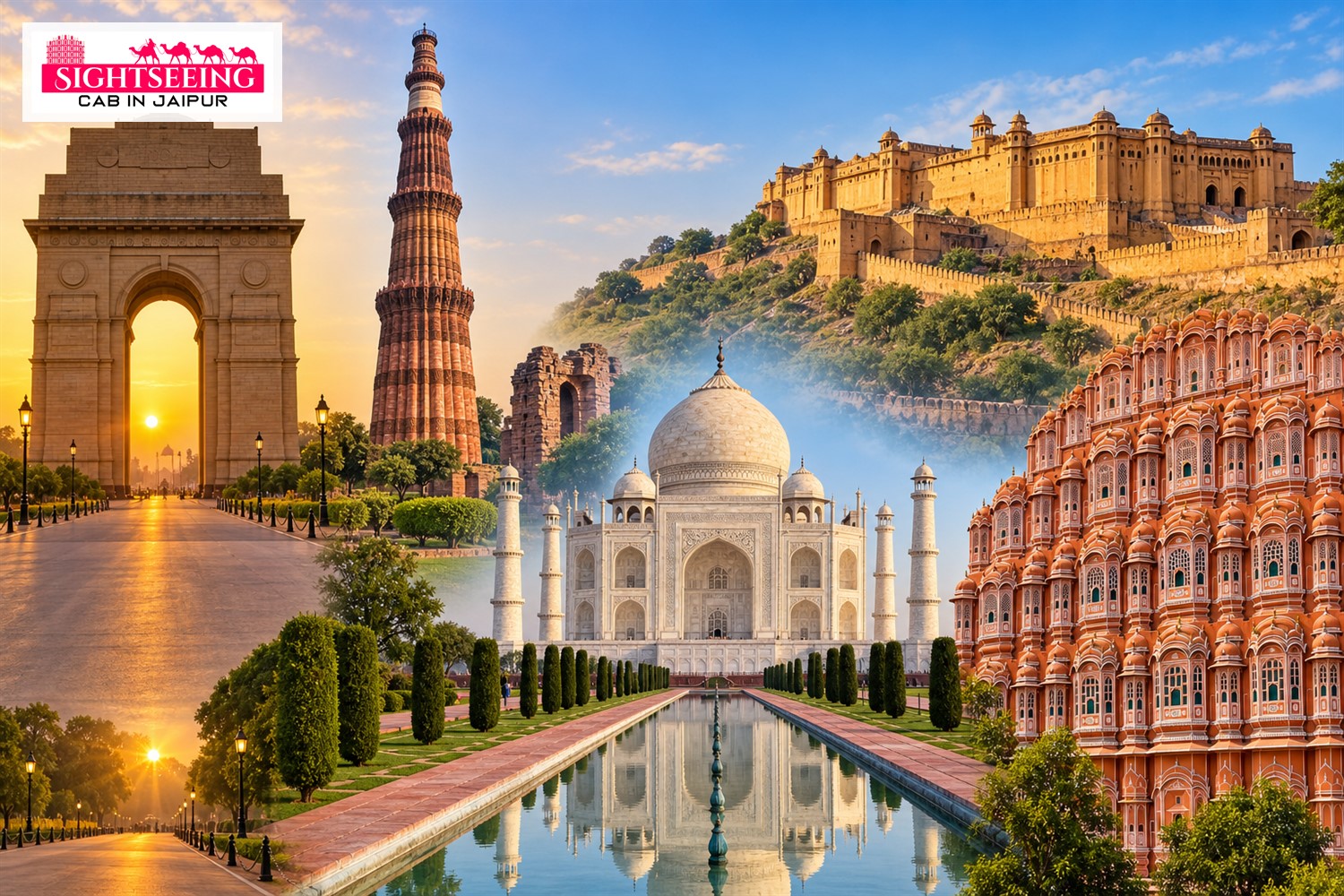 Delhi Agra and Jaipur Golden Triangle tour collage 2026