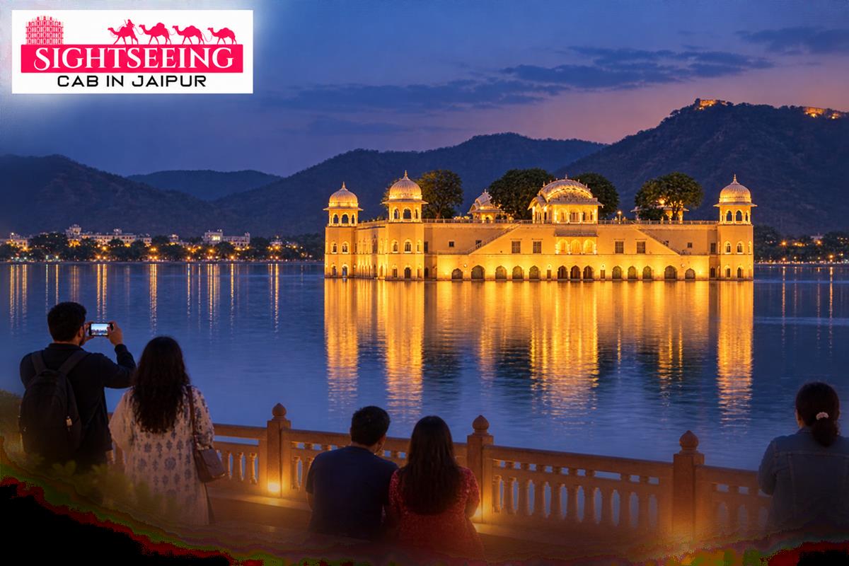 Jal Mahal illuminated during Jaipur evening city tour