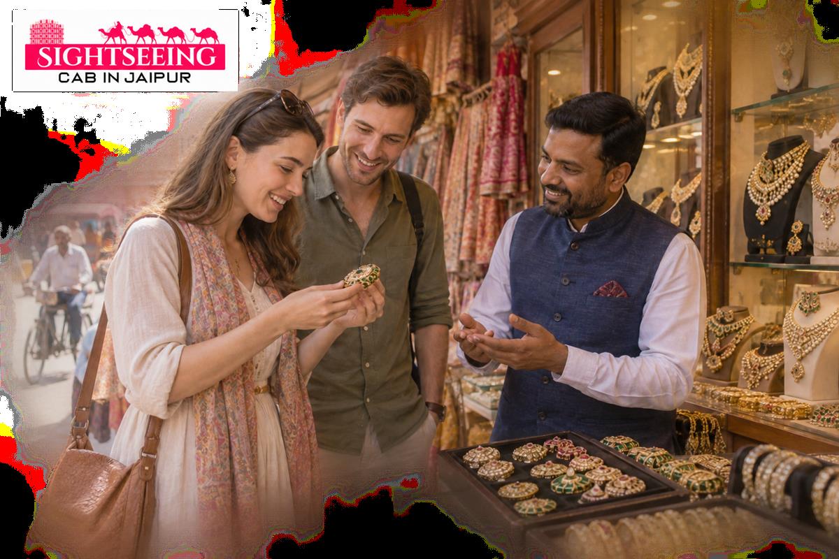 Travellers exploring Jaipur jewellery market with a private shopping guide