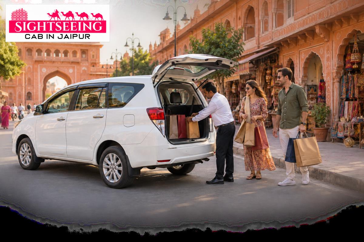 Private cab for Jaipur shopping tour with hotel pickup and shopping bags