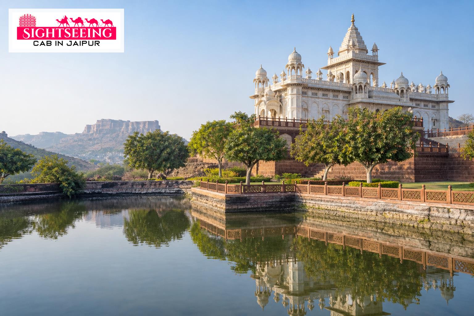 White marble Jaswant Thada memorial in Jodhpur