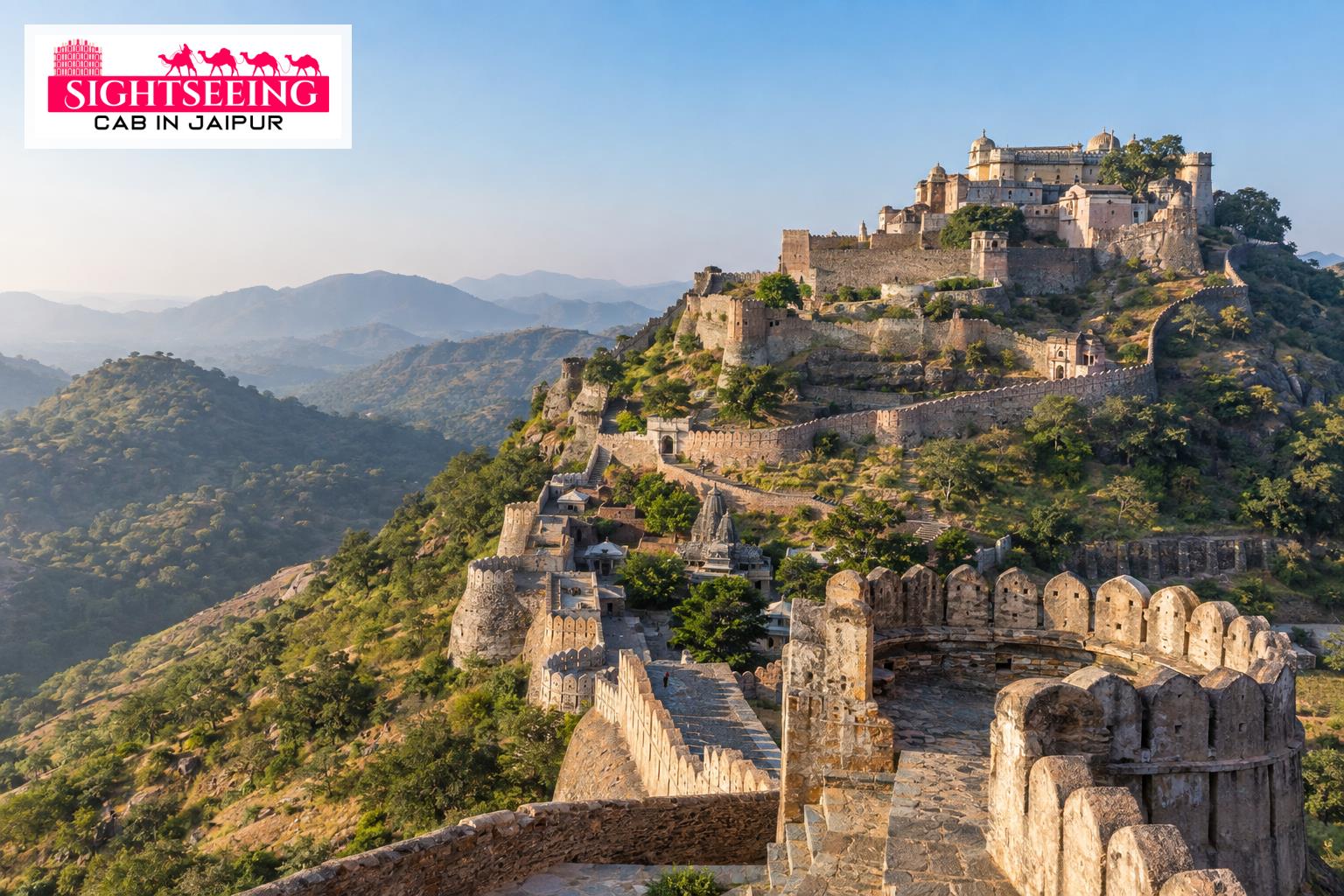 Kumbhalgarh Fort walls across Aravalli hills