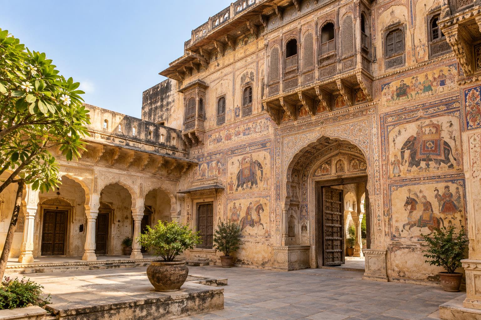 AI-generated Mandawa painted haveli travel visual