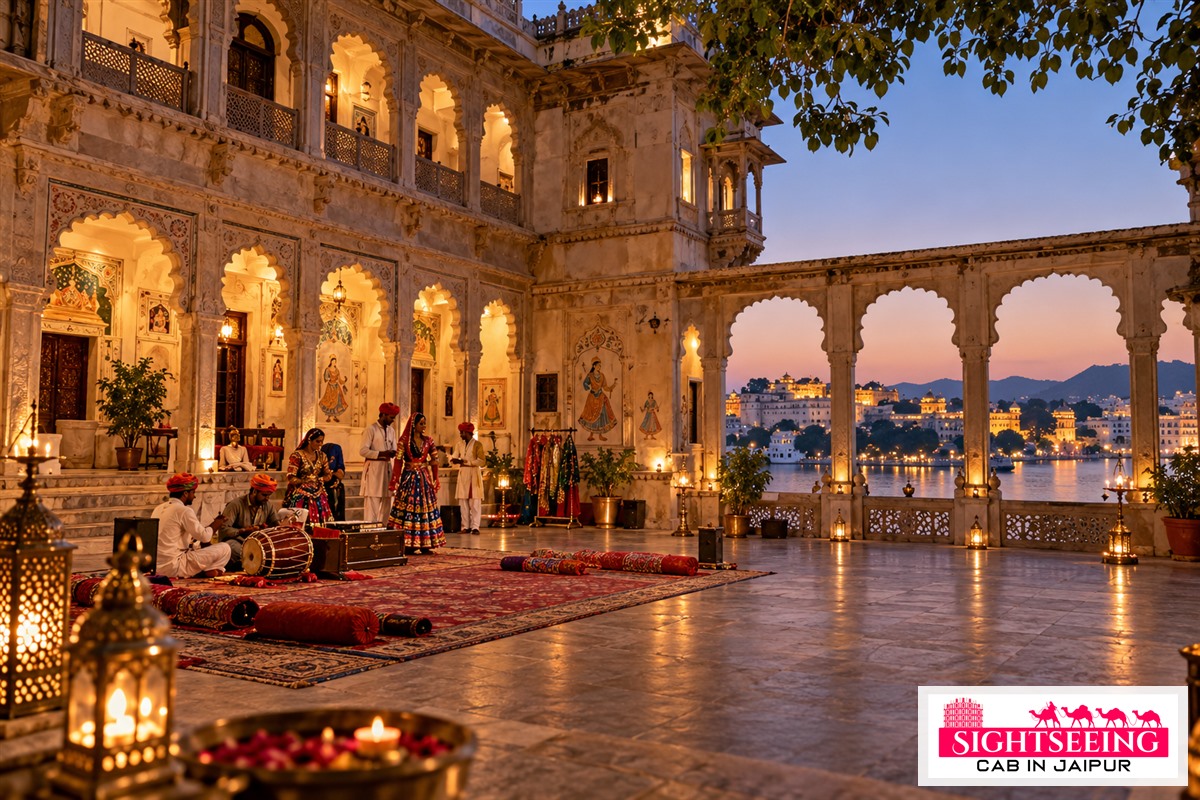 Traditional cultural evening in a Udaipur heritage courtyard