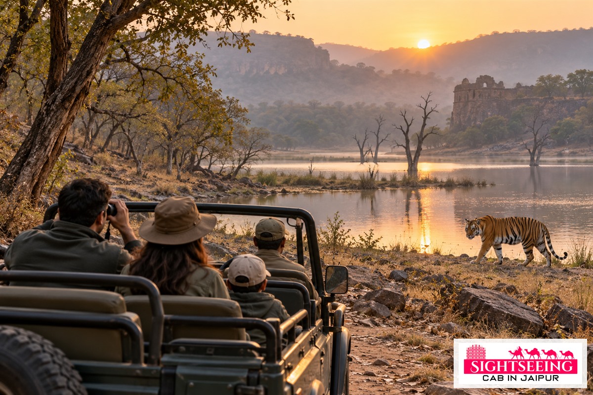 Family on morning safari in Ranthambore National Park