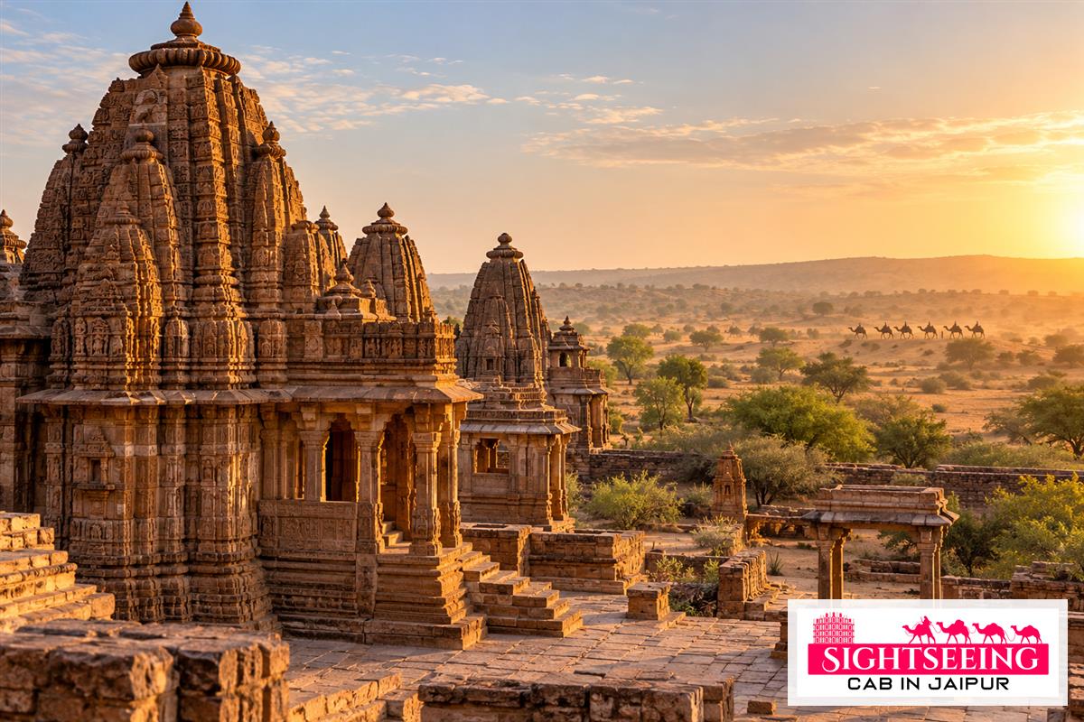 Osian sandstone temples and desert landscape