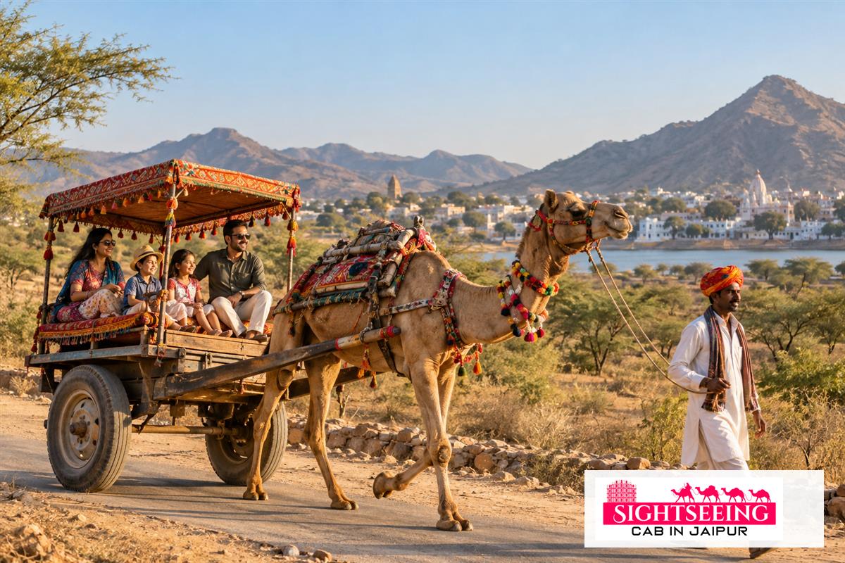 Family camel cart experience near Pushkar Rajasthan