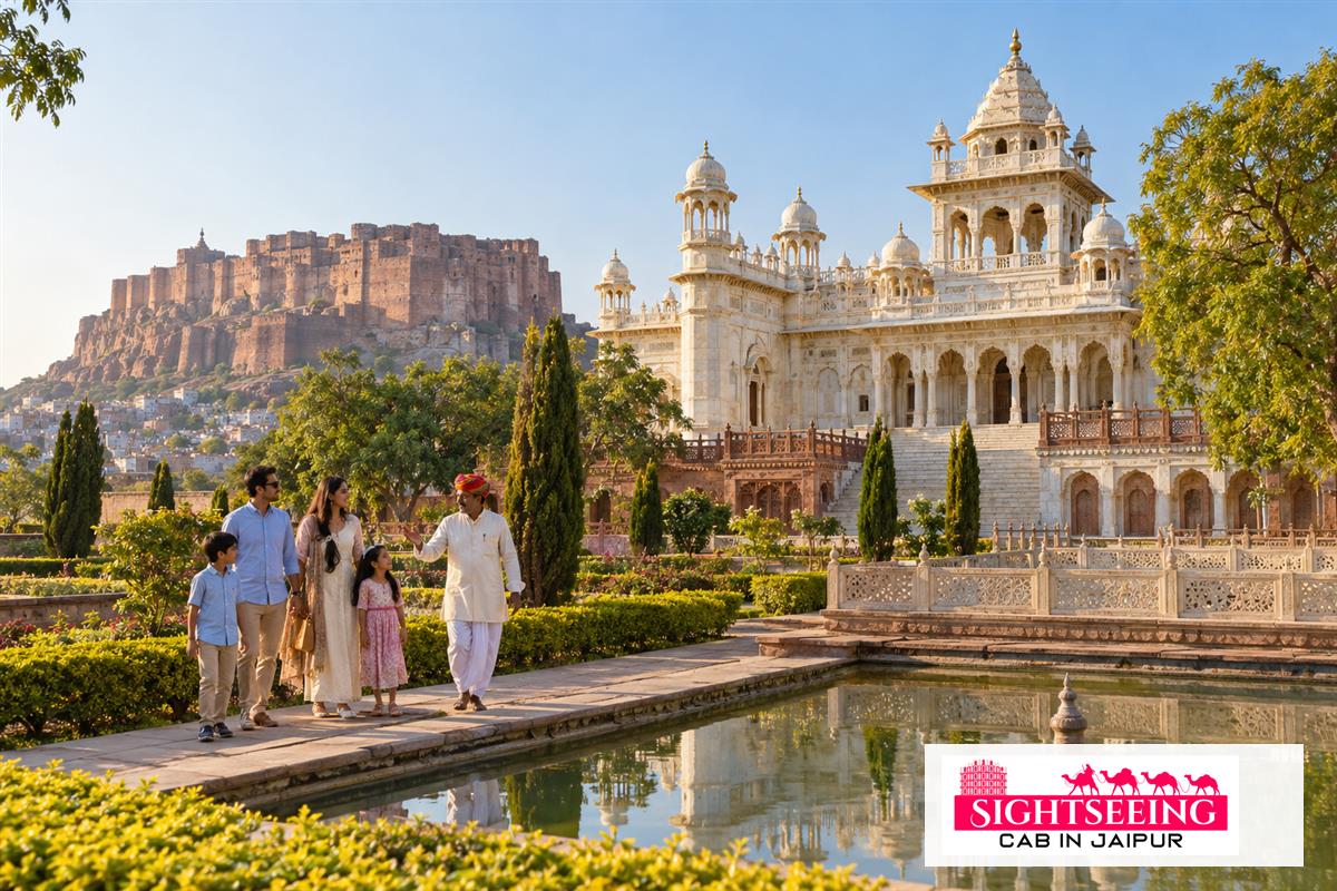 Family visiting Jaswant Thada Jodhpur