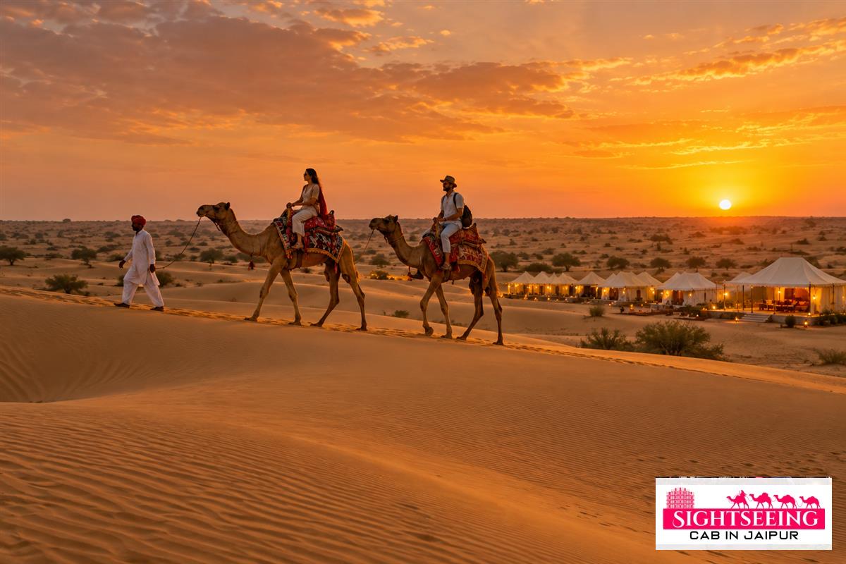 Organised camel safari and desert camp experience near Jaisalmer